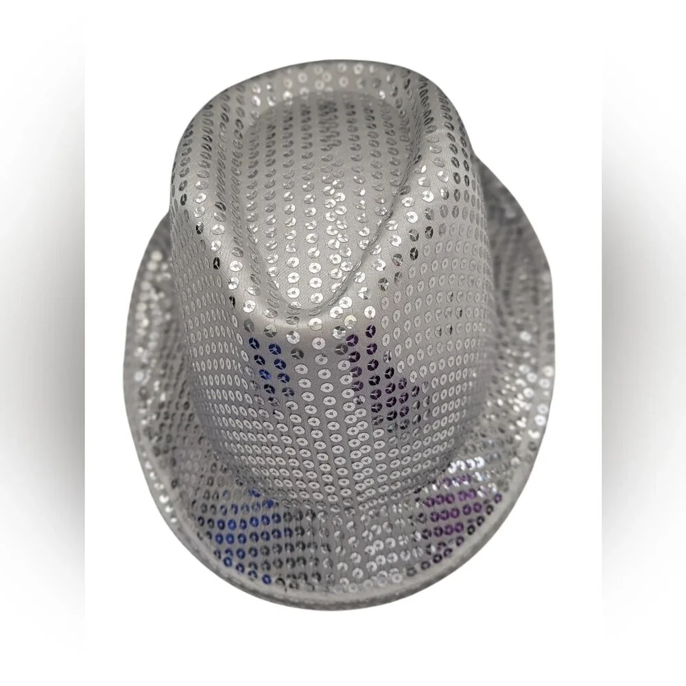 NWT Solid Color Sequins Glitter Party Fedora Hats - Blue, Silver, & Purple